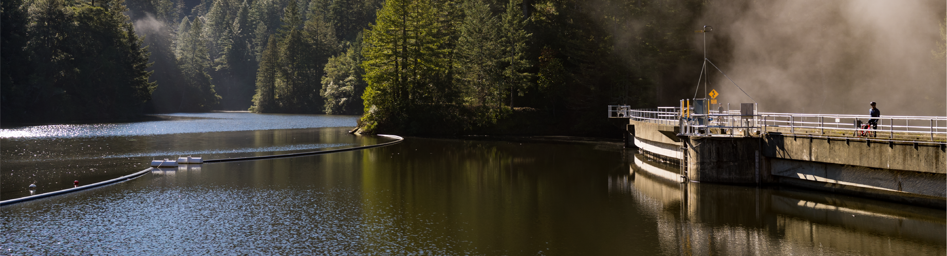 Alpine Dam with mist