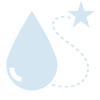 Graphic showing water drop inside a route marker connected to a curving path of travel that connects to a starred route marker