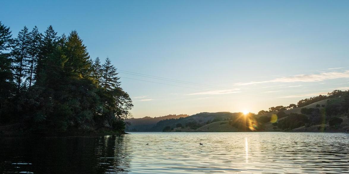 sunset on the reservoir