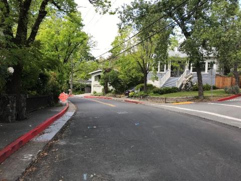 A street in a residential area