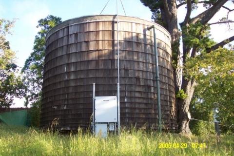 Redwood water storage tank