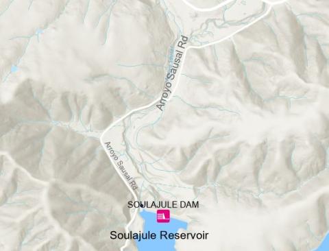 Map of Soulajule Dam and Reservoir