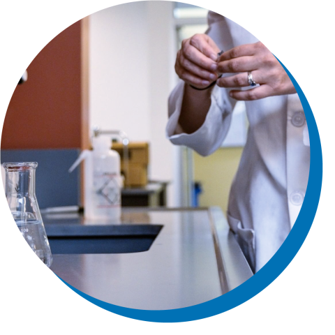 water quality lab with beaker
