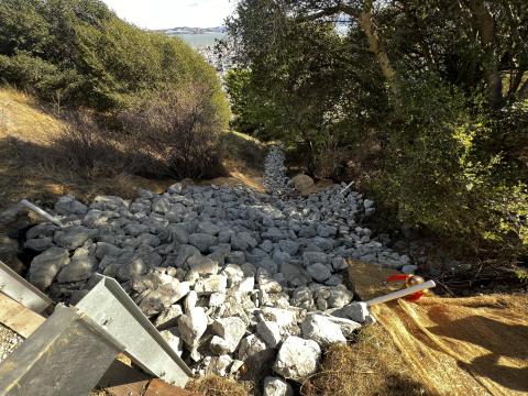 Rocks cascading down a hillside