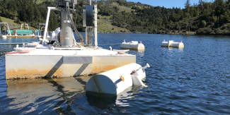 Lake barge pumps on Alpine Lake used to move water to treatment plant