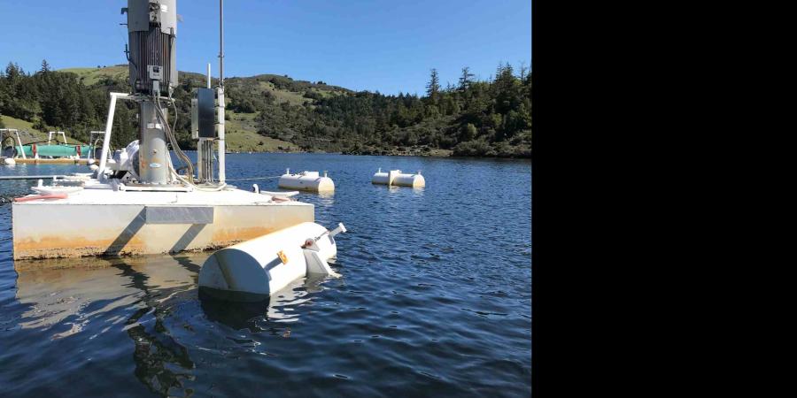 Lake barge pumps on Alpine Lake used to move water to treatment plant.